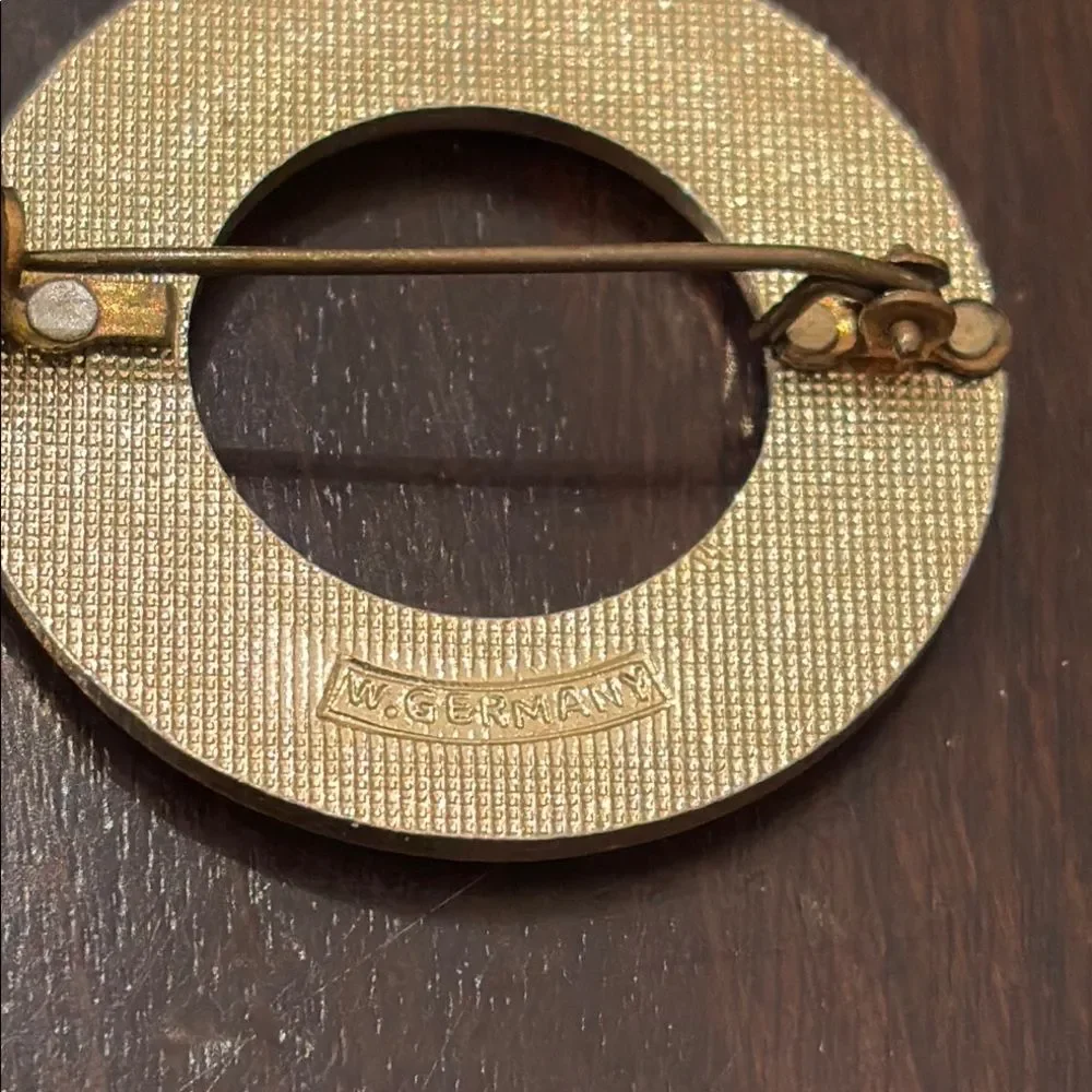 Elegant Gold silver Circular Brooch West Germany